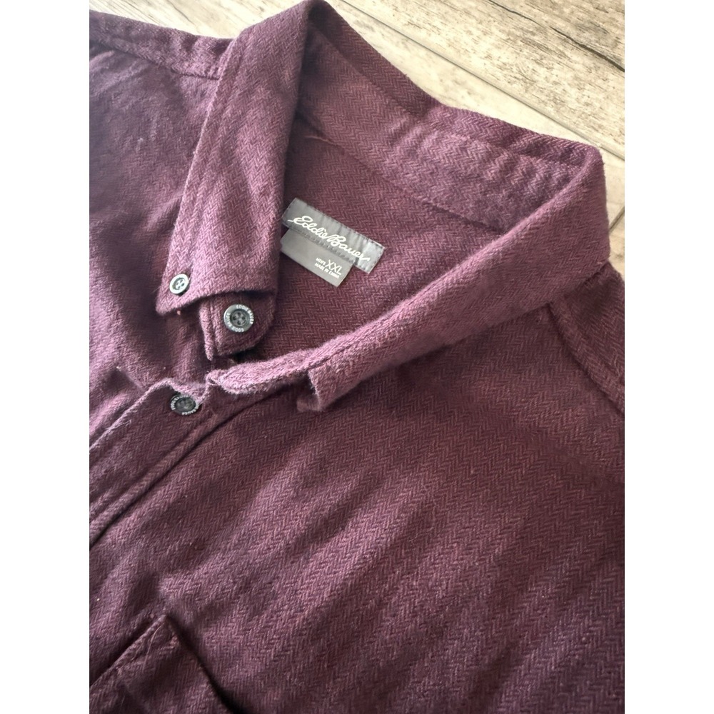 Eddie Bauer Herringbone Flannel Button Down Long Sleeve Men's XXL